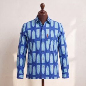 Blue & Light Blue Oval Pattern Shirt