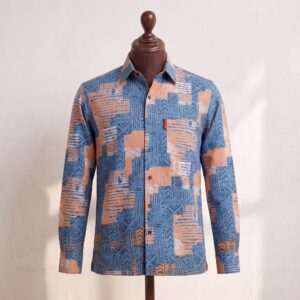 Blue & Peach Abstract Pattern Shirt