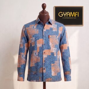 Gyamfi Menswear.com – Blue & Peach Abstract Pattern Shirt (2)