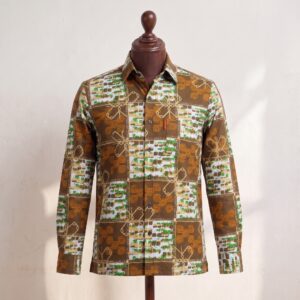 Brown & Green African Print Long-Sleeve Shirt