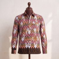 Gyamfi Menswear.com - Burgundy & Mustard Chevron Print Shirt (1)
