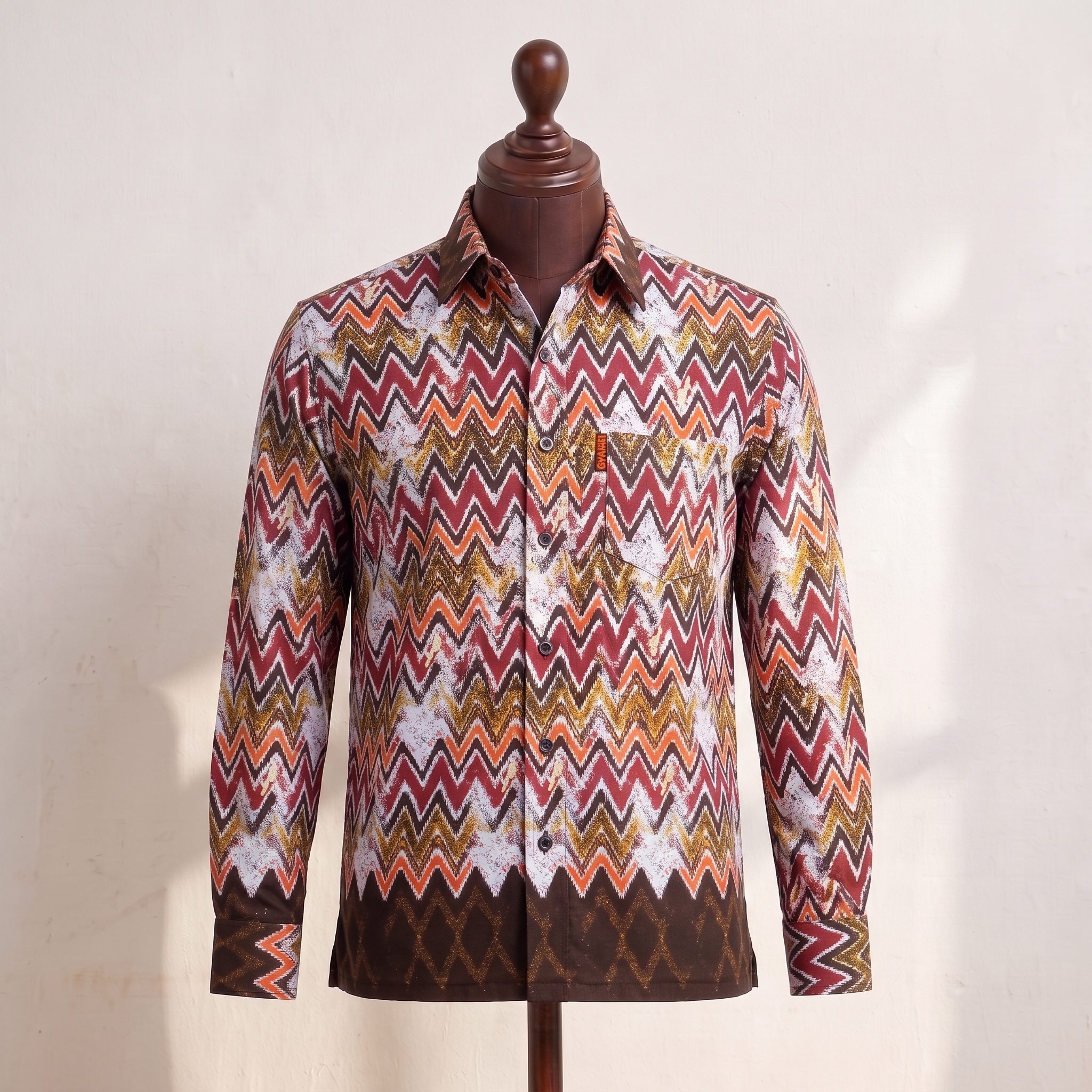 Burgundy & Mustard Chevron Print Shirt