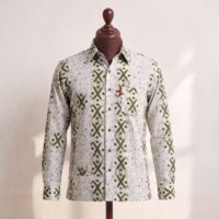 Gyamfi Menswear.com - Cream & Olive Geometric Print Shirt (1)