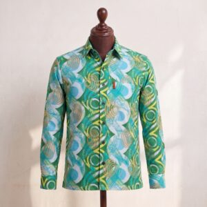 Green & Turquoise Abstract Print Shirt