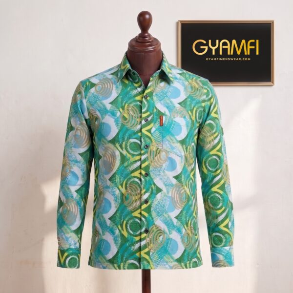 Gyamfi Menswear.com - Green & Turquoise Abstract Print Shirt (2) Gyamfi Menswear.com - Green & Turquoise Abstract Print Shirt (2)