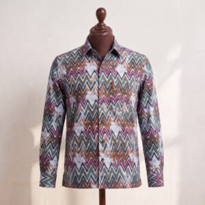 Multicolor Chevron Print Long-Sleeve Shirt