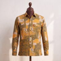 Gyamfi Menswear.com - Mustard & Navy Geometric Print Shirt (1)