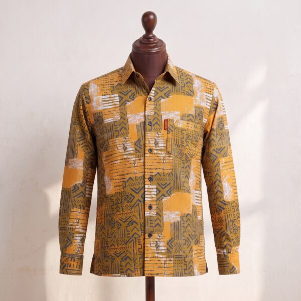 Gyamfi Menswear.com - Mustard & Navy Geometric Print Shirt (1)