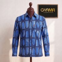 Gyamfi Menswear.com - Purple & Blue Geometric Print Shirt (1)