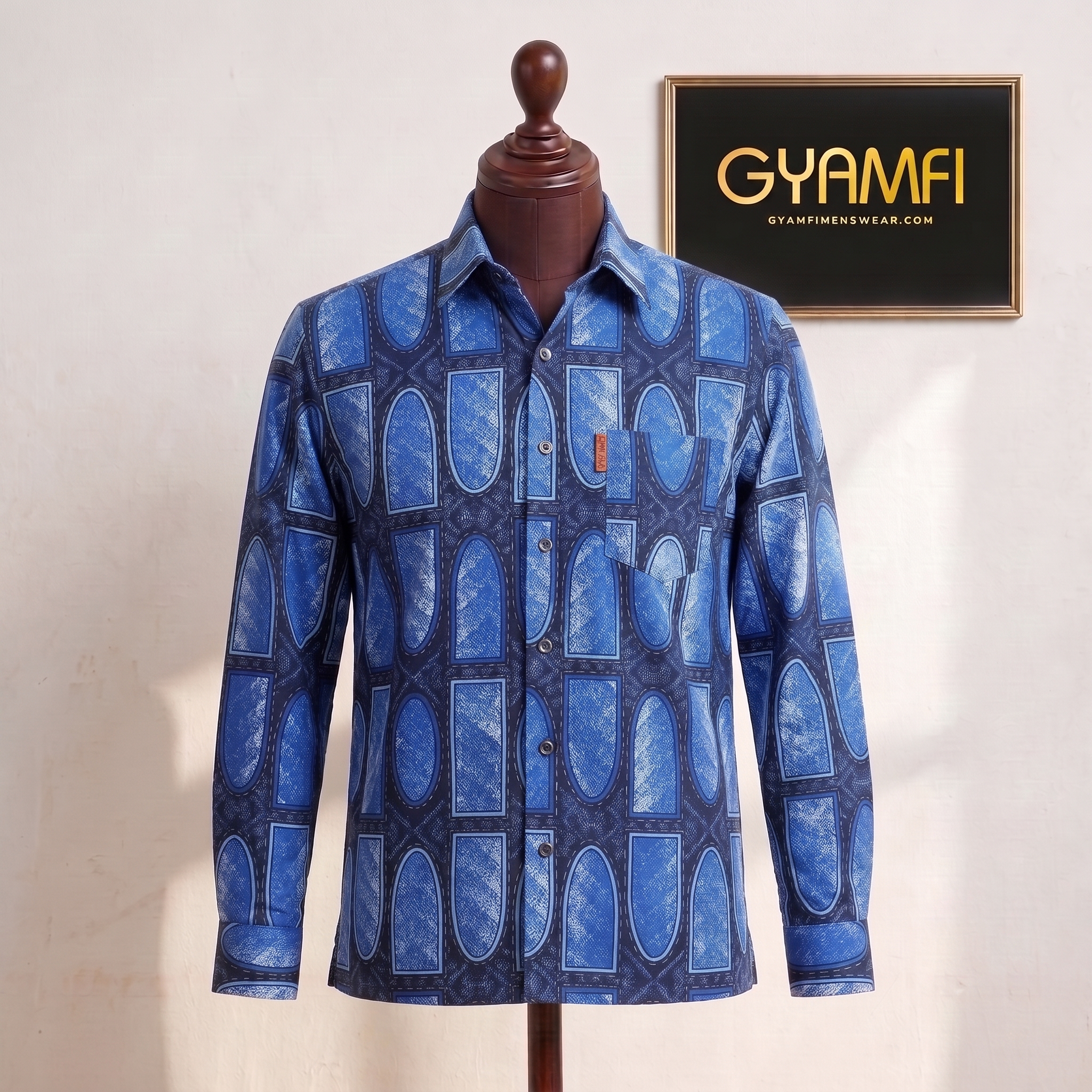 Purple & Blue Geometric Print Shirt - Image 2