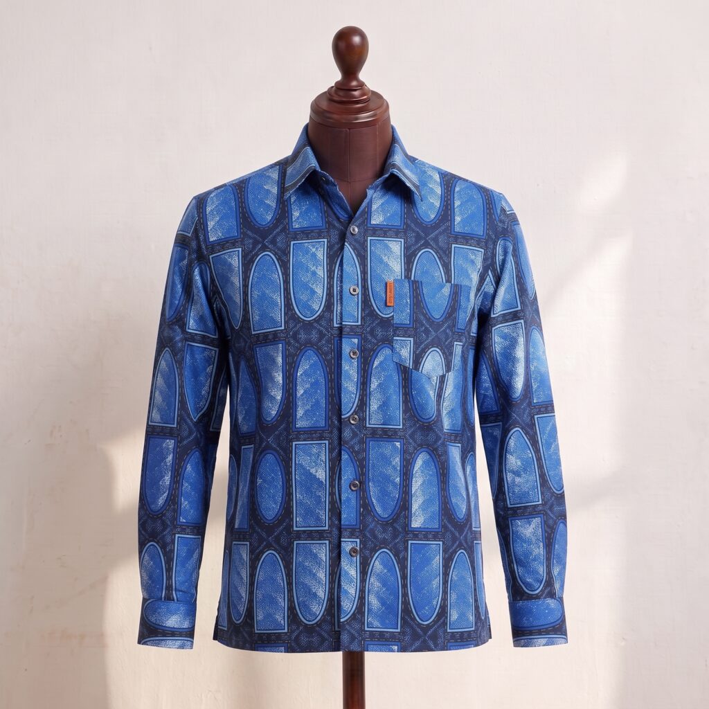 Purple & Blue Geometric Print Shirt