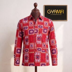 Gyamfi Menswear.com – Red African-Inspired Pattern Shirt (1)