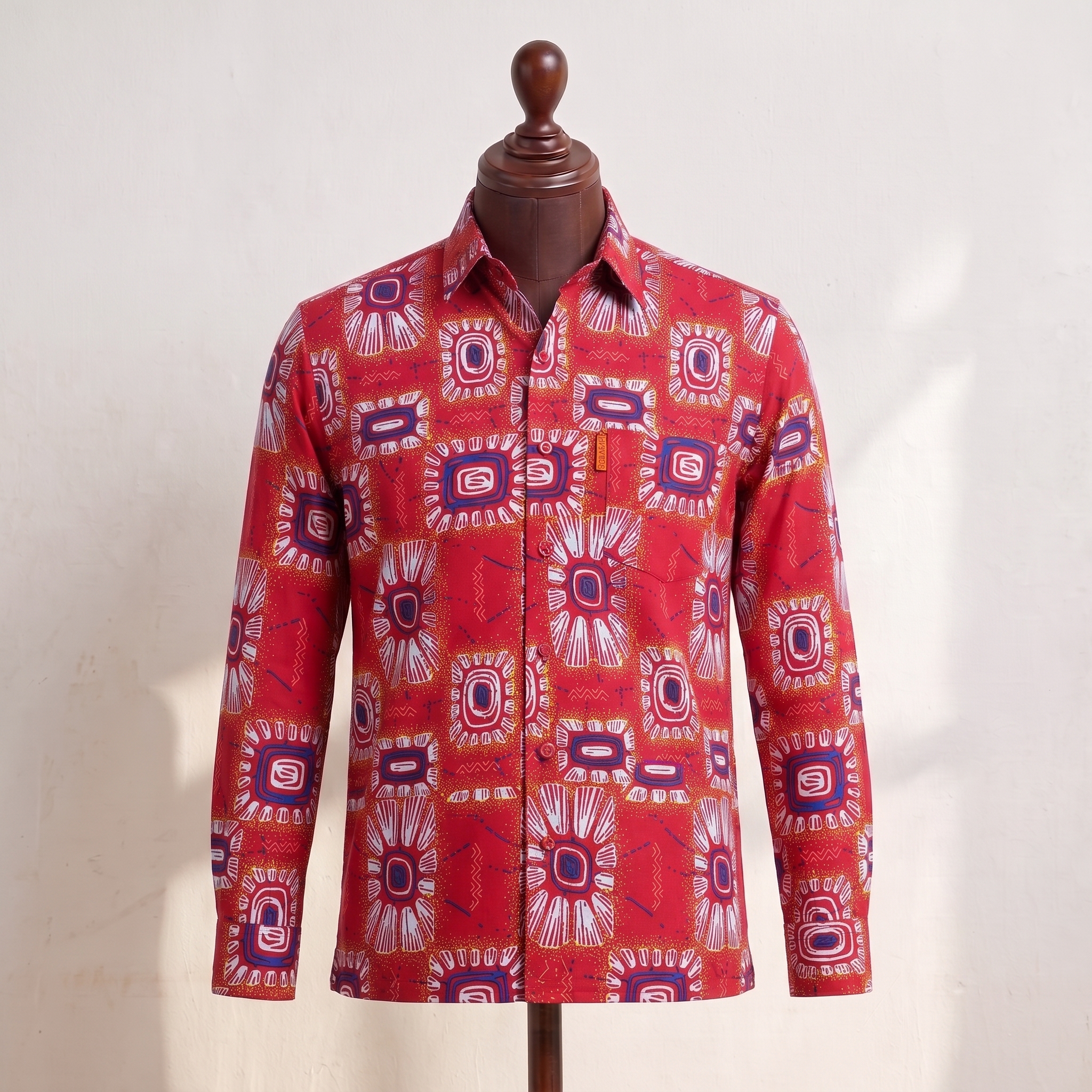 Red African-Inspired Pattern Shirt