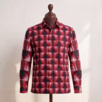 Gyamfi Menswear.com - Red & Black Tribal Print Long-Sleeve Shirt (1)
