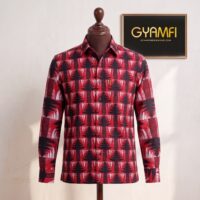 Gyamfi Menswear.com - Red & Black Tribal Print Long-Sleeve Shirt (2)