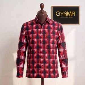 Gyamfi Menswear.com – Red & Black Tribal Print Long-Sleeve Shirt (2)