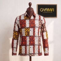 Gyamfi Menswear.com - Rust, Cream & Mustard African Print Shirt (1)