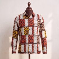 Gyamfi Menswear.com - Rust, Cream & Mustard African Print Shirt (2)