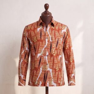 Rust Orange Abstract Print Long-Sleeve Shirt
