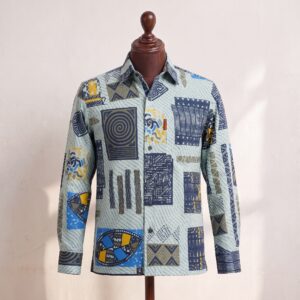Sage Green & Navy Abstract Print Shirt
