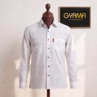 Gyamfi Menswear.com - White Geometric Pattern Long-Sleeve Shirt (2)